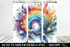 Wimsical Watercolor Vibrant Rainbow | 20 oz Tumbler Product Image 2