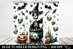 Watercolor Halloween Skeleton 20 Oz Tumbler Product Image 2