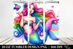 Funny Mermaid Drawing | 20 oz Tumbler Product Image 2