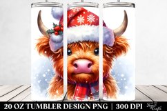 Goofy Highland Cow in Winter Clothes Sublimation Clipart Product Image 2