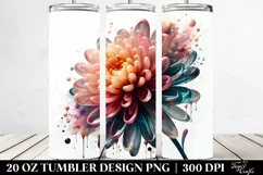 y Chrysanthemum with Watercolor Splash | 20 Oz Tumbler Product Image 2