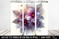 Glossy Impatiens Watercolor Splash | 20 Oz Tumbler Product Image 2