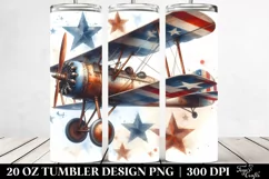 Watercolor Vintage Rusty Biplane with Stars 20 oz Tumbler Product Image 2