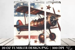 Watercolor Vintage Rusty Biplane with Stars 20 oz Tumbler Product Image 2
