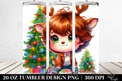 Colorful Brittany with Reindeer Horns, Transparent 20 Oz Product Image 2