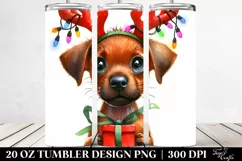 Cute German Shepherd with Reindeer Horns 20 Oz Tumbler Product Image 2