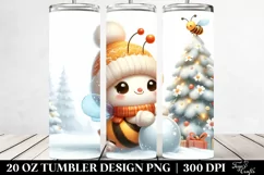 Cute Baby Bee with Christmas Tree, Clipart 20 Oz Tumbler Product Image 2