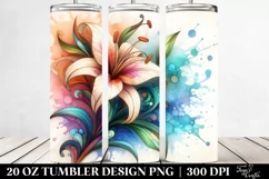Abstract Pastel Wooden Small Lily | 20 oz Tumbler Product Image 2