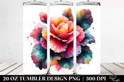 Abstract Shiny Begonia Watercolor Splash | 20 Oz Tumbler Product Image 2