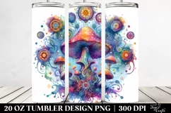 Vibrant Celestial Mushroom Clipart, Transparent 20 Oz Product Image 2