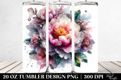 20 Oz Tumbler Sublimation | Shiny Peonies Watercolor Product Image 2