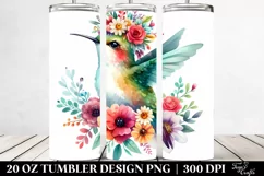 Cute Watercolor Hummingbird with Flower Crown | 20 oz Product Image 2