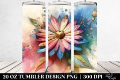 Abstract Pastel Daisy Heart Tumbler | 20 oz Tumbler Product Image 2