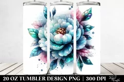 20 Oz Tumbler Sublimation | Peonies Watercolor Splash Product Image 2