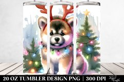 Colorful Akita with Reindeer Horns, Transparent 20 Oz Product Image 2