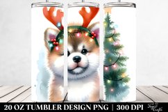 Colorful Akita with Reindeer Horns, Transparent 20 Oz Product Image 2