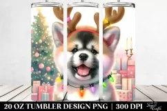 Colorful Akita with Reindeer Horns, Transparent 20 Oz Product Image 2