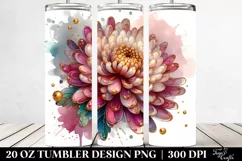20 Oz Tumbler Sublimation | Shiny Chrysanthemum Watercolor Product Image 2