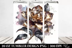 Detailed Shiny Gardenia Watercolor Splash | 20 Oz Tumbler Product Image 2