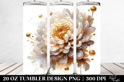 20 Oz Tumbler Sublimation | Golden Chrysanthemum Watercolor Product Image 2