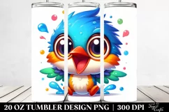 Colorful Cartoon Crazy Looking Kingfisher | 20 Oz Tumbler Product Image 2