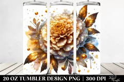 Detailed Marigold with Golden Insertions | 20 Oz Tumbler Product Image 2