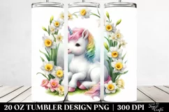 Cute Baby Unicorn with Narcissus Frame | 20 Oz Tumbler Product Image 2
