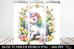 Cute Baby Unicorn with Narcissus Frame | 20 Oz Tumbler Product Image 2