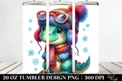 Expressive Baby Dinosaur in Winter Clothes 20 Oz Tumbler Product Image 2