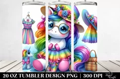 Vibrant Watercolor Cute Unicorn Playing | 20 oz Tumbler Product Image 2