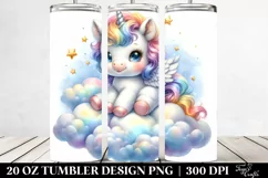 Cute Baby Unicorn on a Lofty Cloud | 20 Oz Tumbler Product Image 2