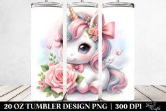 Cute Baby Unicorn with Rose | 20 Oz Tumbler Product Image 2