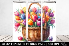 20 Oz Tumbler Sublimation | Colorful Watercolor Basket with Product Image 2