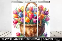 20 Oz Tumbler Sublimation | Colorful Watercolor Basket with Product Image 2