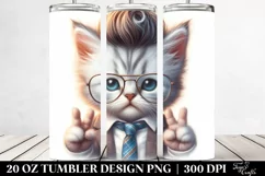 Aggressive Cat Victory Sign 20 Oz Tumbler Product Image 2