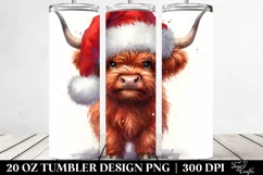 Angry Looking Highland Cow with Santa Hat Sublimation Product Image 2