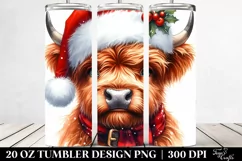 Angry Looking Highland Cow with Santa Hat Sublimation Product Image 2