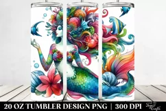 Vibrant Watercolor Dressed Mermaid | 20 oz Tumbler Product Image 2