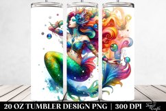 Vibrant Watercolor Dressed Mermaid | 20 oz Tumbler Product Image 2