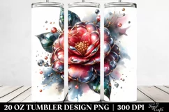 20 Oz Tumbler Sublimation | Shiny Camellia with Metallic Product Image 2