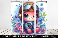 Cute Watercolor Octopus Baby Aviator Suit 20 oz Tumbler Product Image 2