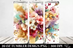 Abstract Watercolor GOLD FOIL Bouquet 20 oz Tumbler Product Image 2