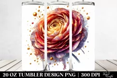 20 Oz Tumbler Sublimation | Shiny Ranunculus with Golden Product Image 2