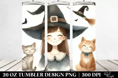 Watercolor Vintage Smiling Witch | 20 oz Tumbler Product Image 2