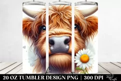 Highland Cow Portrait Daisy Tumbler Product Image 2
