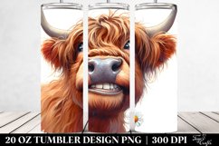 Highland Cow Portrait Daisy Tumbler Product Image 2
