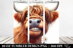 Highland Cow Portrait Daisy Tumbler Product Image 2