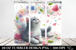 Cat Tumbling with Spring Petals | 20 oz Tumbler Product Image 2