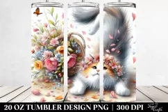 Cat Tumbling with Spring Petals | 20 oz Tumbler Product Image 2