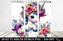 Jumping Baby Unicorn with Wreath Clipart Product Image 2